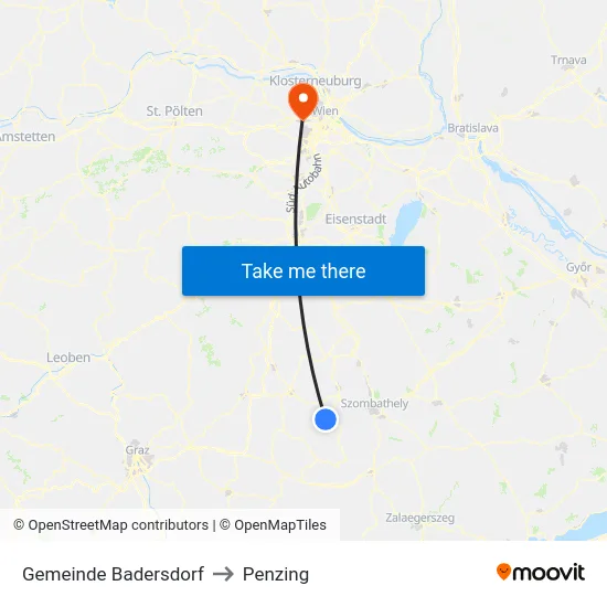 Gemeinde Badersdorf to Penzing map