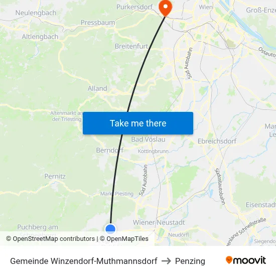 Gemeinde Winzendorf-Muthmannsdorf to Penzing map