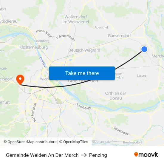 Gemeinde Weiden An Der March to Penzing map