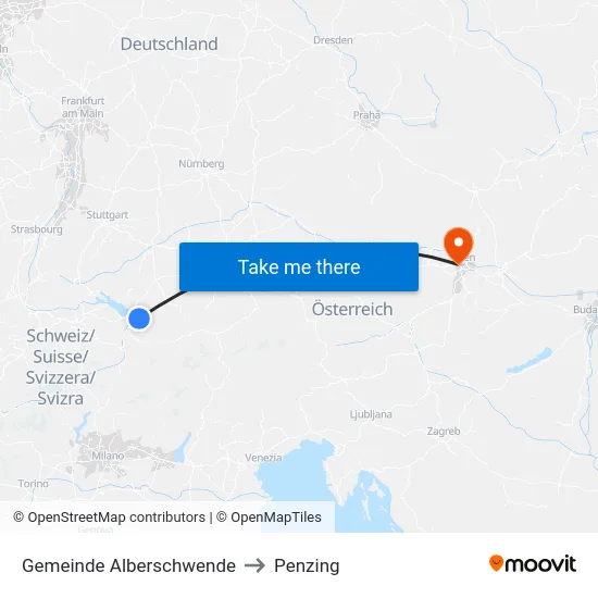 Gemeinde Alberschwende to Penzing map