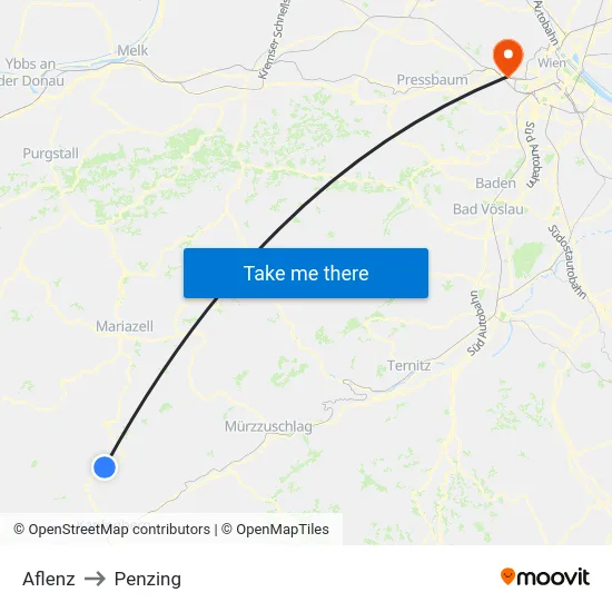 Aflenz to Penzing map