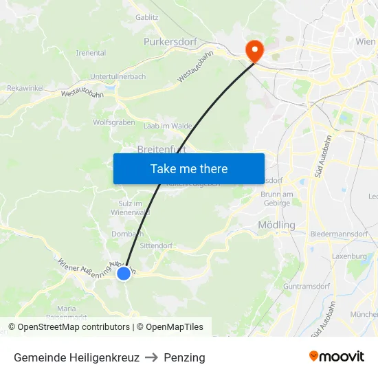 Gemeinde Heiligenkreuz to Penzing map