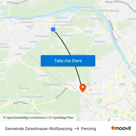 Gemeinde Zeiselmauer-Wolfpassing to Penzing map