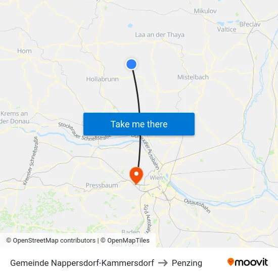 Gemeinde Nappersdorf-Kammersdorf to Penzing map