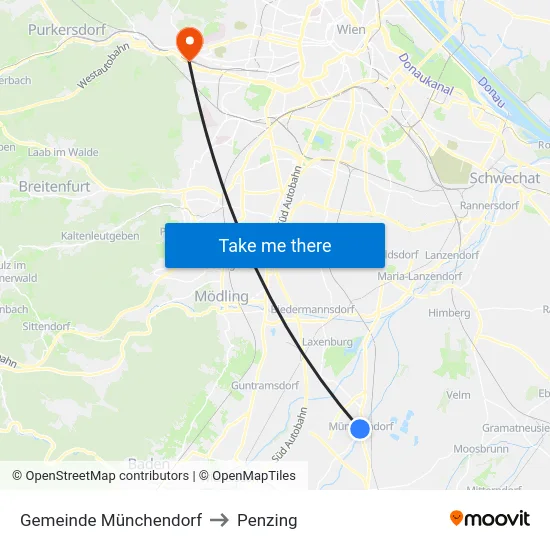 Gemeinde Münchendorf to Penzing map