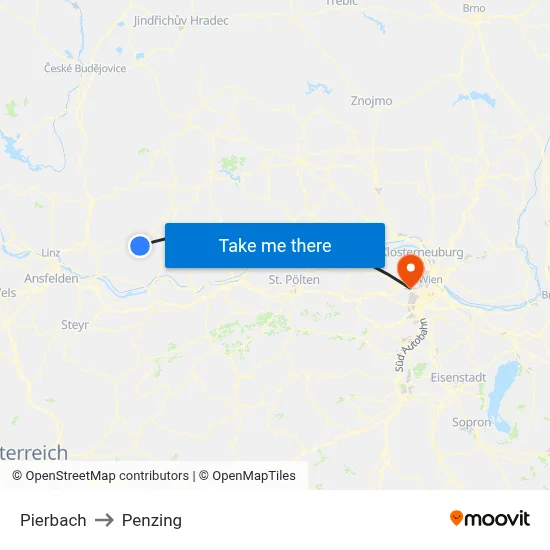 Pierbach to Penzing map