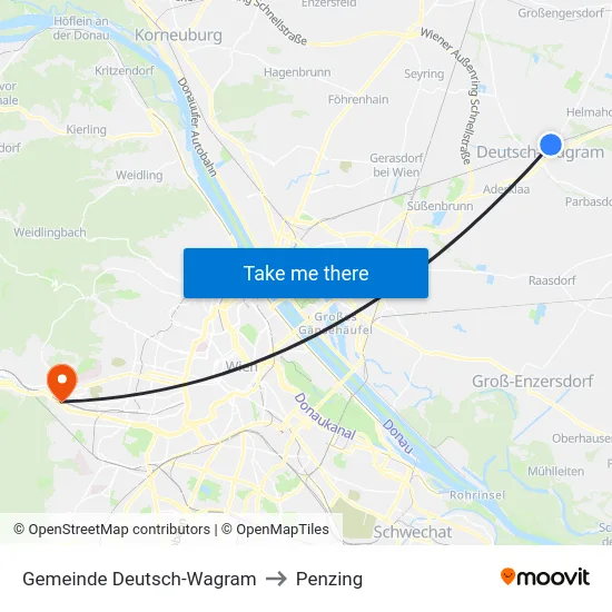 Gemeinde Deutsch-Wagram to Penzing map