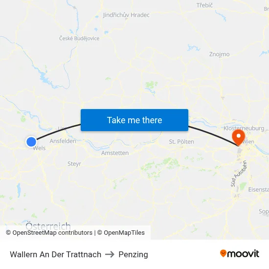 Wallern An Der Trattnach to Penzing map