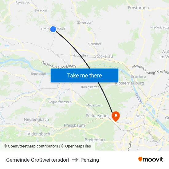 Gemeinde Großweikersdorf to Penzing map