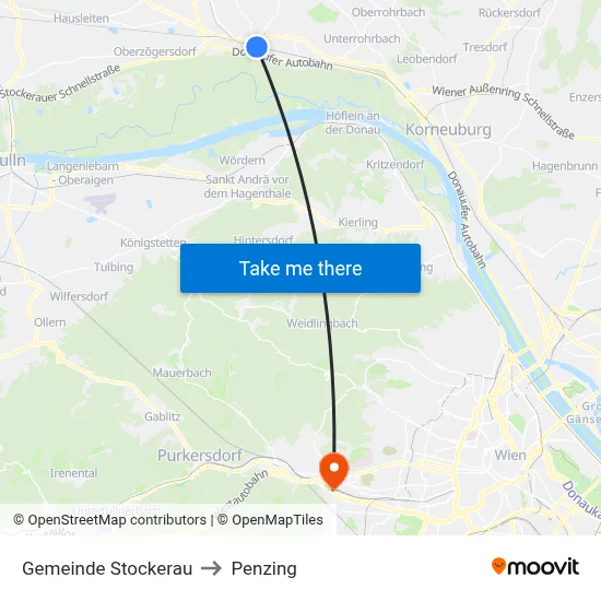 Gemeinde Stockerau to Penzing map