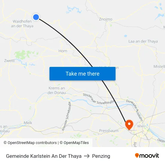 Gemeinde Karlstein An Der Thaya to Penzing map
