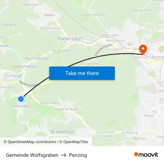 Gemeinde Wolfsgraben to Penzing map