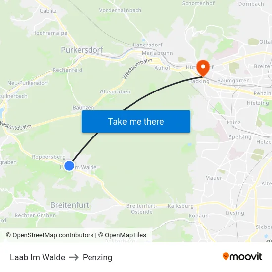 Laab Im Walde to Penzing map