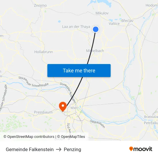 Gemeinde Falkenstein to Penzing map