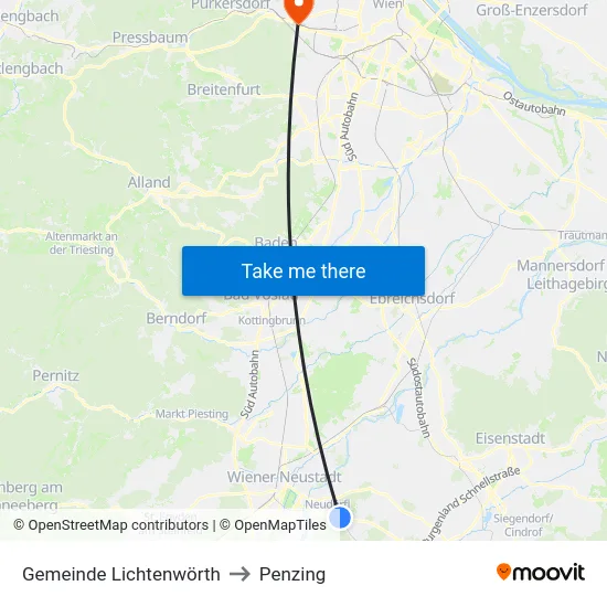 Gemeinde Lichtenwörth to Penzing map