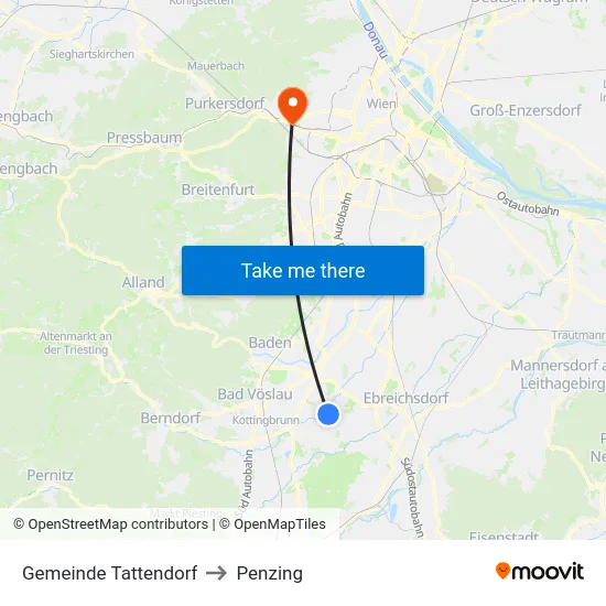 Gemeinde Tattendorf to Penzing map