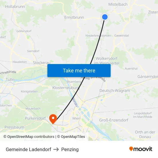 Gemeinde Ladendorf to Penzing map