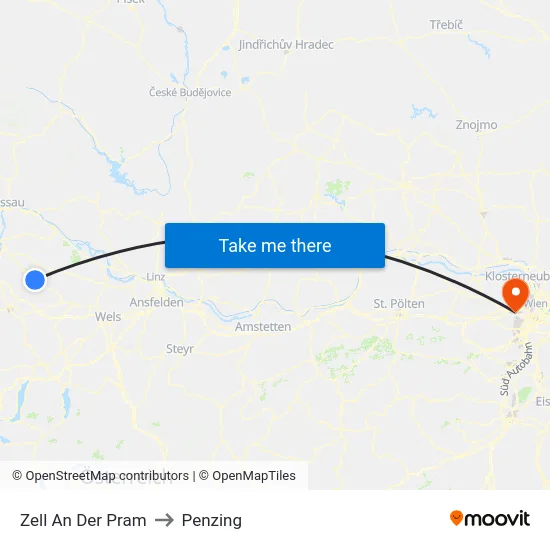 Zell An Der Pram to Penzing map