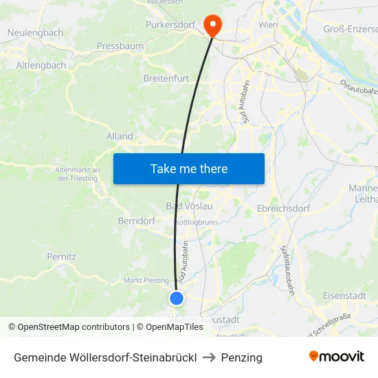 Gemeinde Wöllersdorf-Steinabrückl to Penzing map