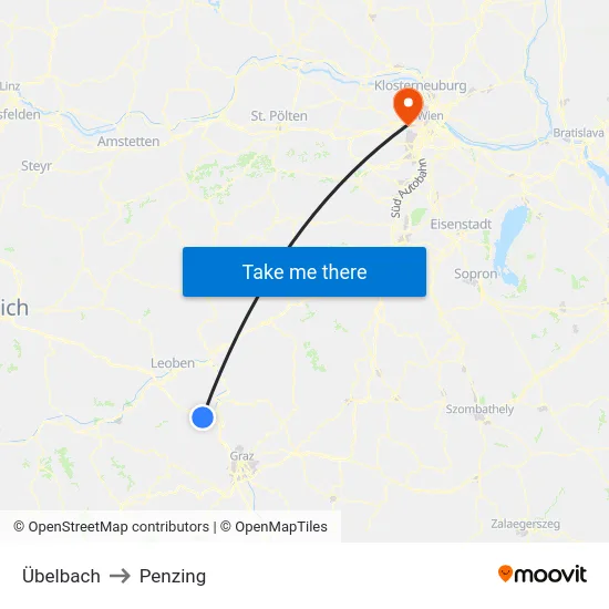 Übelbach to Penzing map
