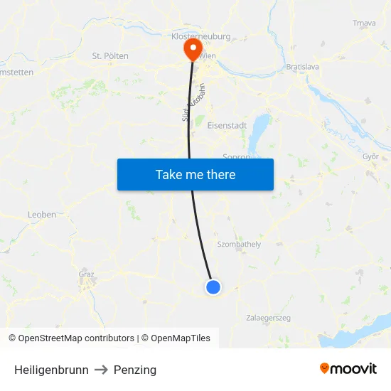 Heiligenbrunn to Penzing map