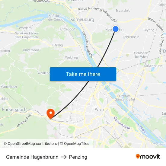 Gemeinde Hagenbrunn to Penzing map