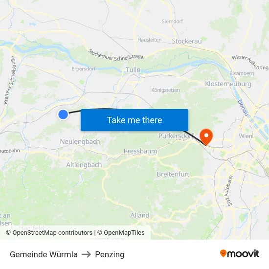 Gemeinde Würmla to Penzing map