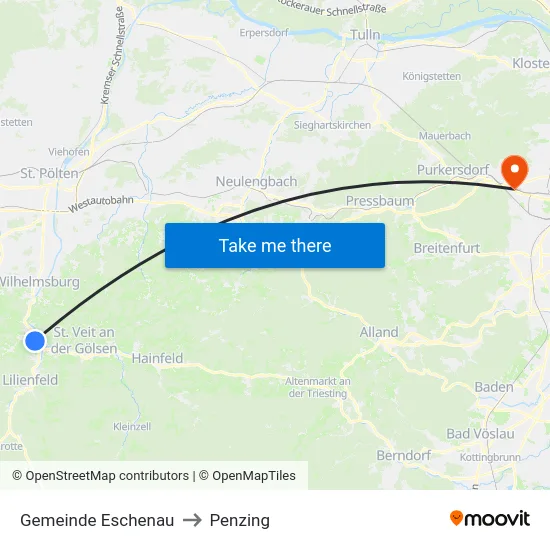 Gemeinde Eschenau to Penzing map