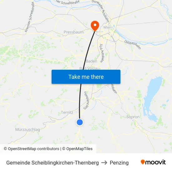 Gemeinde Scheiblingkirchen-Thernberg to Penzing map