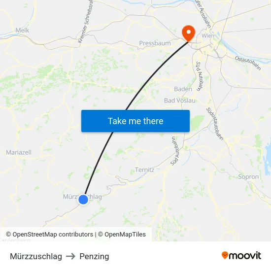 Mürzzuschlag to Penzing map