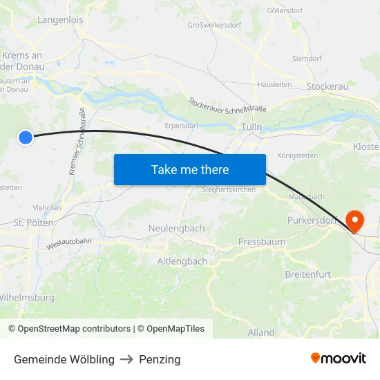 Gemeinde Wölbling to Penzing map