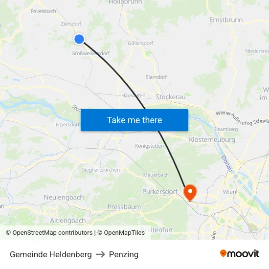 Gemeinde Heldenberg to Penzing map