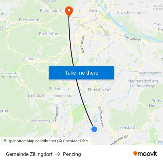 Gemeinde Zillingdorf to Penzing map