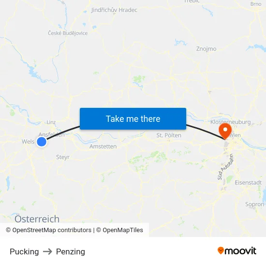 Pucking to Penzing map
