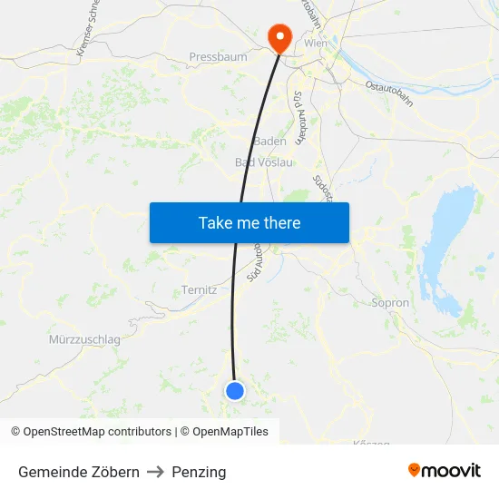 Gemeinde Zöbern to Penzing map