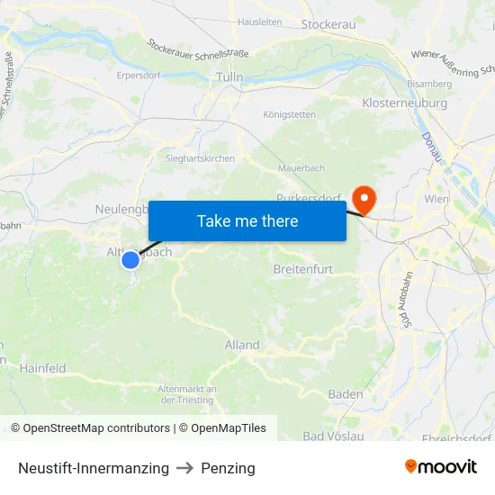 Neustift-Innermanzing to Penzing map