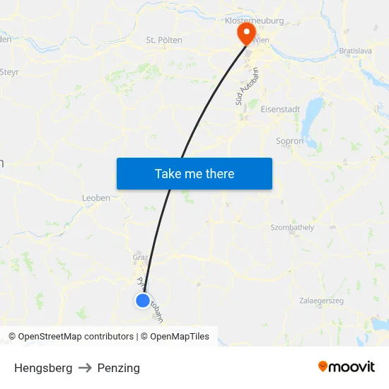 Hengsberg to Penzing map