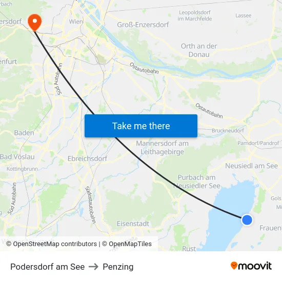 Podersdorf am See to Penzing map