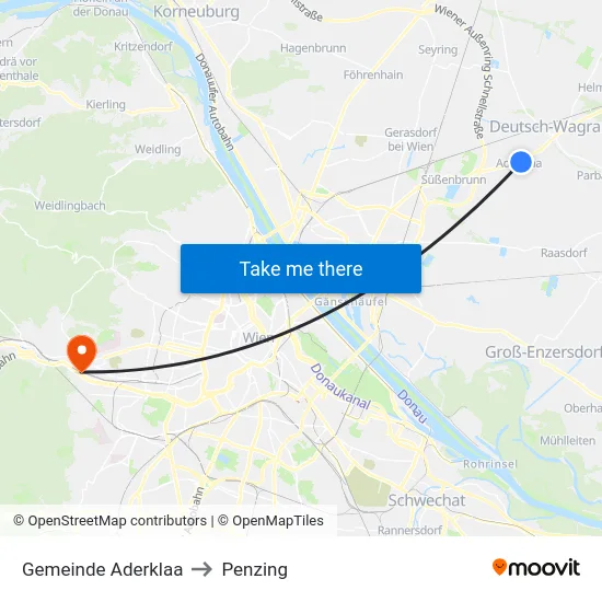 Gemeinde Aderklaa to Penzing map
