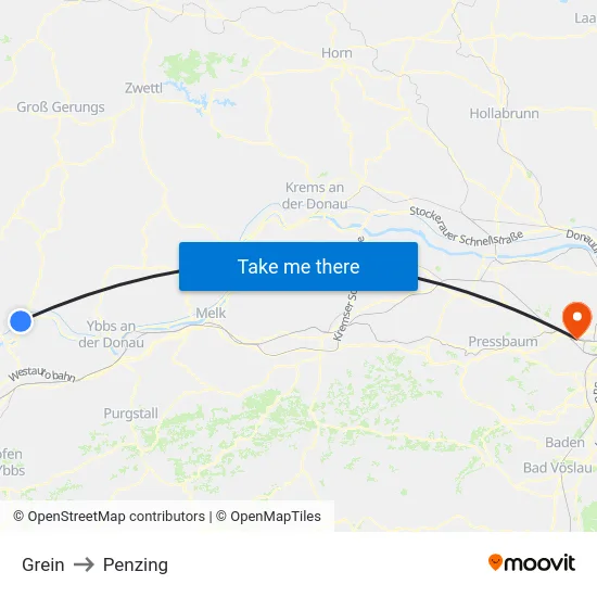 Grein to Penzing map