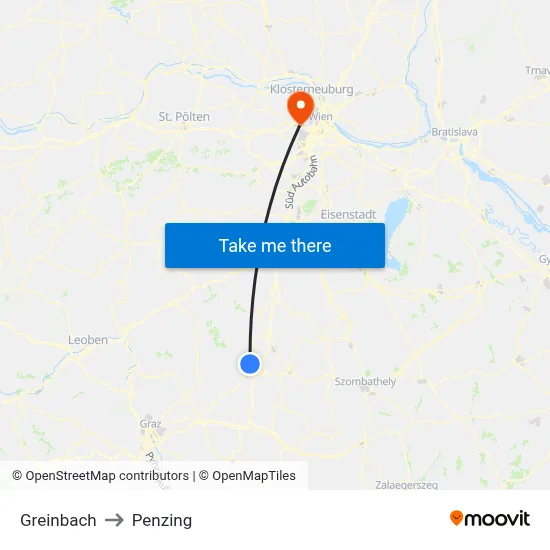 Greinbach to Penzing map