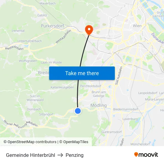 Gemeinde Hinterbrühl to Penzing map