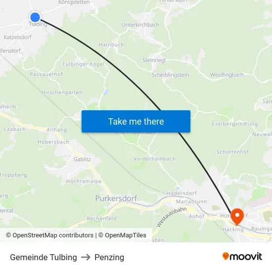 Gemeinde Tulbing to Penzing map