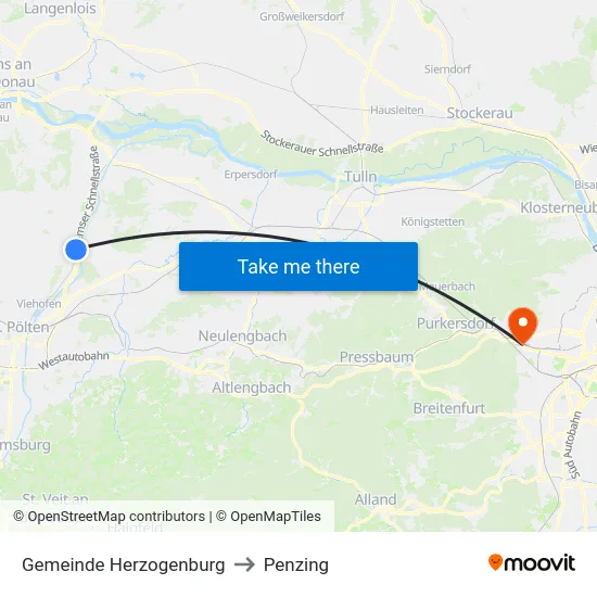 Gemeinde Herzogenburg to Penzing map