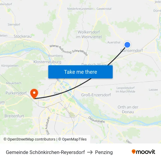 Gemeinde Schönkirchen-Reyersdorf to Penzing map
