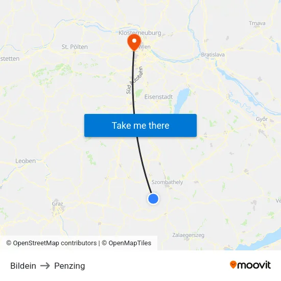 Bildein to Penzing map