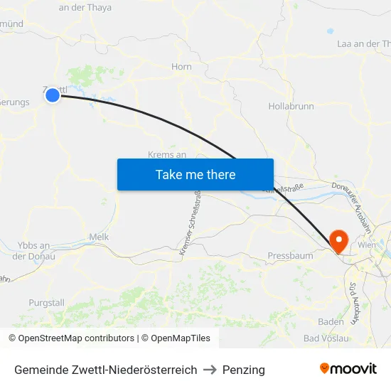 Gemeinde Zwettl-Niederösterreich to Penzing map
