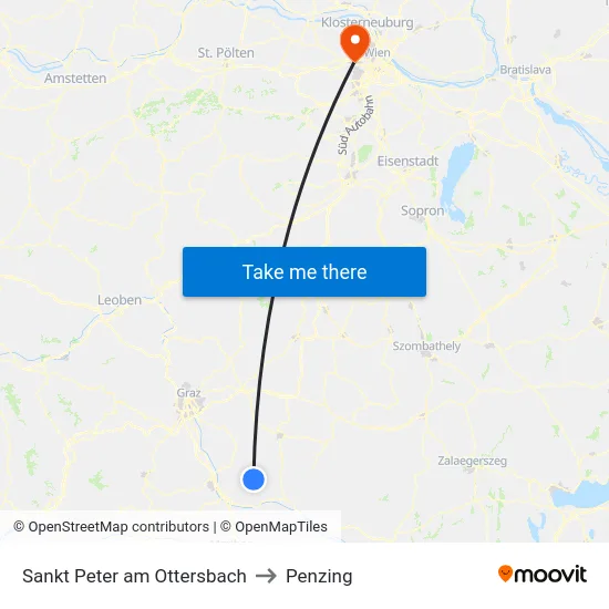 Sankt Peter am Ottersbach to Penzing map
