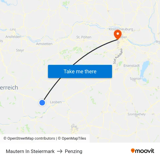 Mautern In Steiermark to Penzing map