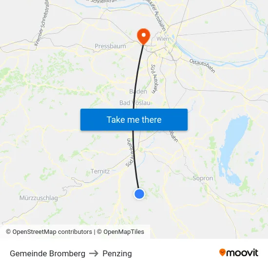 Gemeinde Bromberg to Penzing map